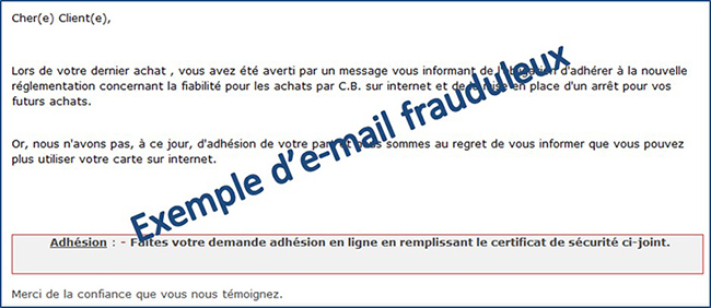 exemple d'e-mail de phishing